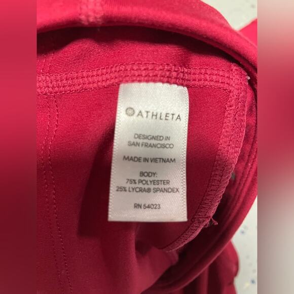 Athleta Run Free 7/8 Leggings waist zip pocket red womens size small - Picture 11 of 14